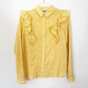 ASOS Noisy May Yellow Stripe Ruffle Top